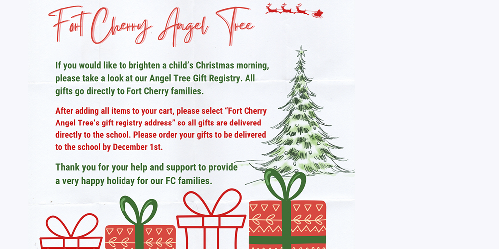 Fort Cherry Angel Tree Graphic. Click on the link to visit the Amazon Wish List.